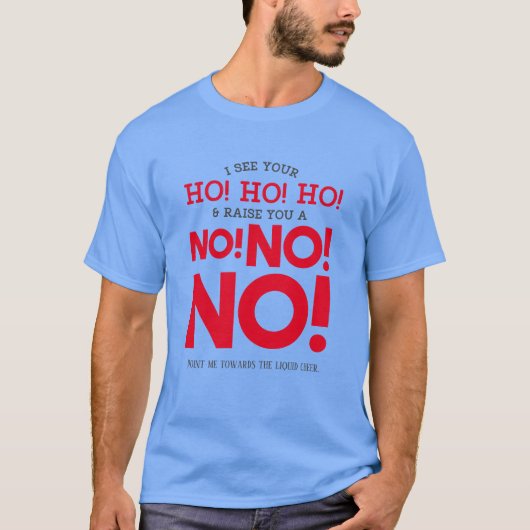T-shirt Drôle Noël - NON ! NON ! NON ! Bleu drôle (Devant)
