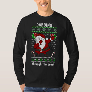 T-shirt Drôle Noël Père Noël Dabbing À Travers La Neige