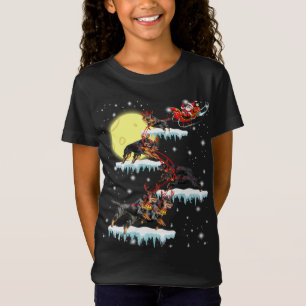 T-Shirt Drôle Noël Père Noël équitation Rottweiler Reindee