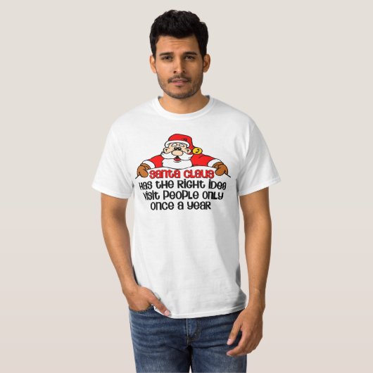 T-shirt Drôle Noël Père Noël Visite Bah Humbug (Devant entier)