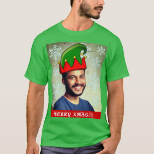 T-shirt Drôle Noël personnalisé. Photo casquette Elf T-Shi
