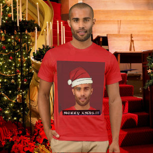 T-shirt Drôle Noël personnalisé. Photo casquette père Noël