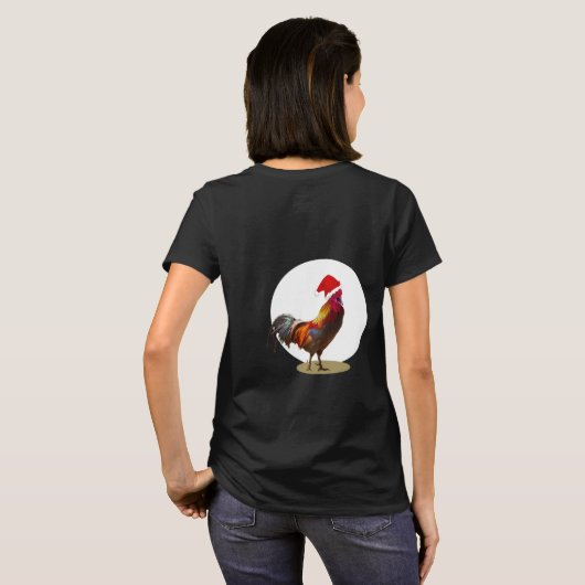 T-shirt Drôle Noël Poulet de Noël Salutation laide Noir (Dos entier)