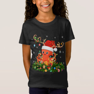T-Shirt Drôle Noël Reindeer Casquette Père Noël Octopus Ch