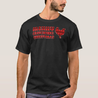T-shirt Drôle Noël Rouge Poulet Poulet Joyeux Clucs C