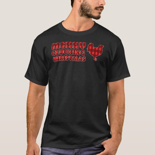 T-shirt Drôle Noël Rouge Poulet Poulet Joyeux Clucs C (Devant)