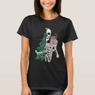 T-shirt Drôle Noël Sorta Merry Sorta Scary Skeleton X