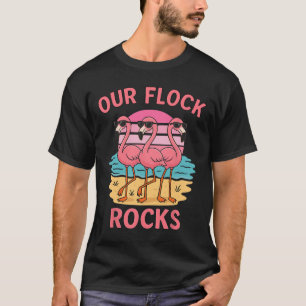 T-shirt Drôle Notre troupe rock Flamant Rose Famille appar