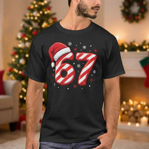 T-shirt Drôle Numéro 67 Bonbon Rayé Noël