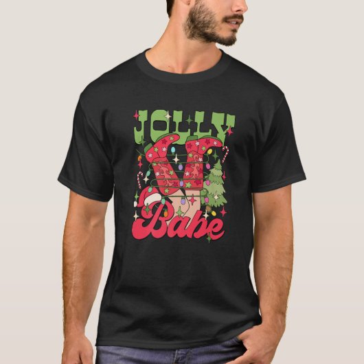 T-shirt Drôle Occidental Noël Light Jolly Babe Cowboy Bo (Devant)