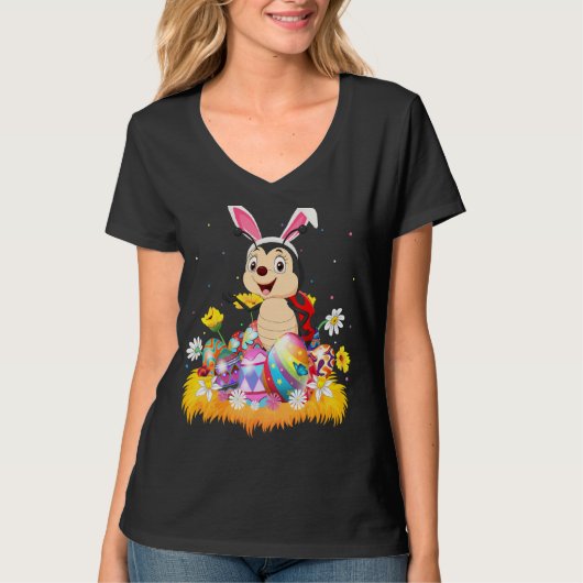 T-shirt Drôle Oeuf de Pâques mignonne Ladybug dimanche de (Devant)