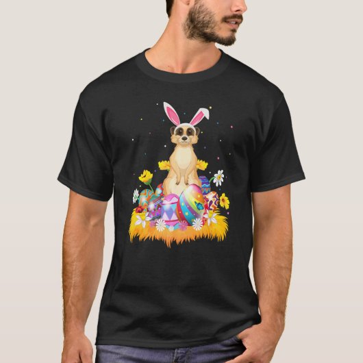 T-shirt Drôle Oeuf de Pâques mignonne Meerkat dimanche de (Devant)
