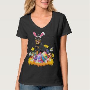 T-shirt Drôle Oeuf de Pâques Rottweiler Chien de Pâques di
