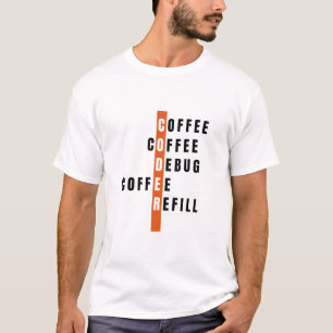 T-shirt Drôle Orange Programmer Café Débogage Reremplissag