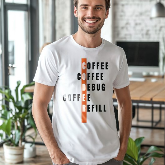 T-shirt Drôle Orange Programmer Café Débogage Reremplissag