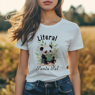 T-shirt Drôle Panda Aquarelle Lire Un Livre
