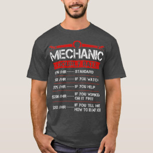 T-shirt Drôle Papa Mécanique Taux horaire Taux de travail