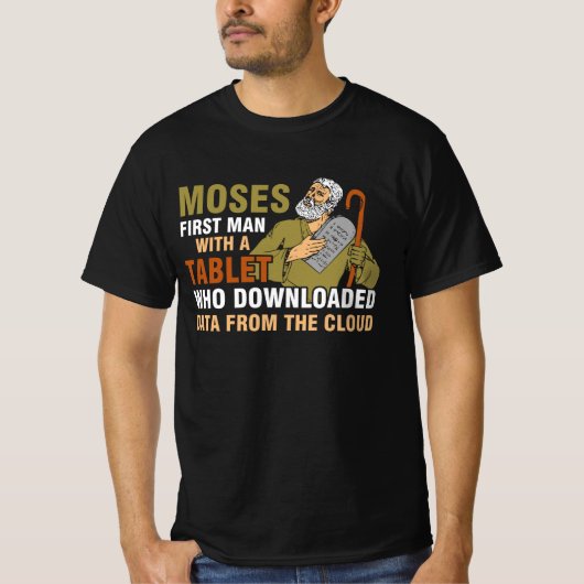 T-shirt Drôle Pâque Juive Moïse Tablet Données Cloud Comp (Devant)