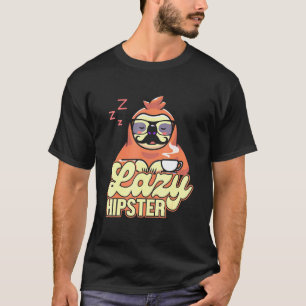 T-shirt Drôle Paresseux Hipster Paresseux Moustache Esprit