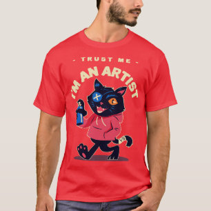 T-shirt Drôle Peintre Chat Faites-moi confiance Je suis un