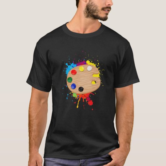 T-shirt Drôle Peinture Palette Art Pour Enfants Hommes Fem (Devant)