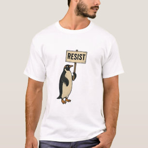 T-shirt Drôle Penguin Résiste À La Manifestation Contre Le