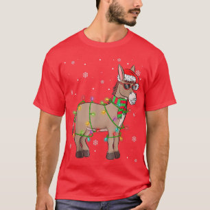 T-shirt Drôle Père Noël âne lumières de Noël âne Noël âne