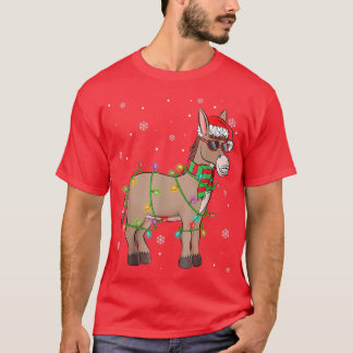 T-shirt Drôle Père Noël âne lumières de Noël âne Noël âne 