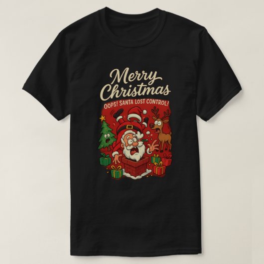 T-shirt Drôle Père Noël Christmas Card - Oups! Père Noël (Design devant)
