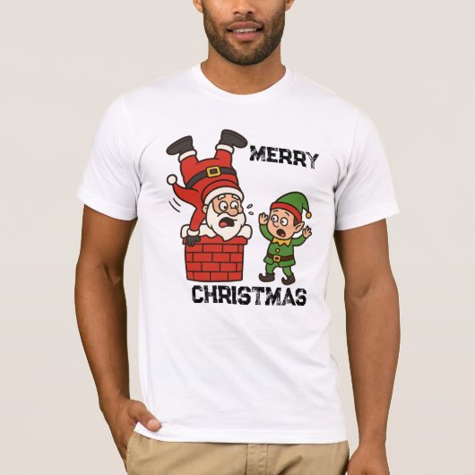 T-shirt Drôle Père Noël Christmas Card - Oups! Père Noël S (Devant)