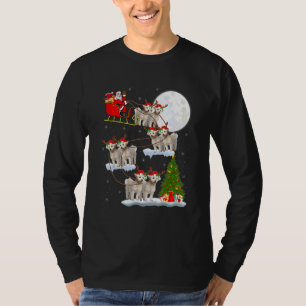 T-shirt Drôle Père Noël équitation Bichon Frise Lune Noël 