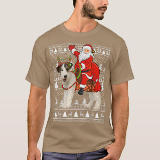 T-shirt Drôle Père Noël équitation De Terrier Chien Moins