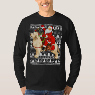 T-shirt Drôle Père Noël équitation Golden Retriever