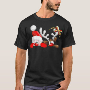 T-shirt Drôle Père Noël et Reindeer Cartoon