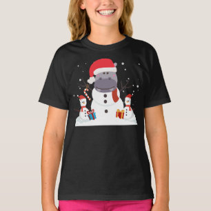 T-shirt Drôle Père Noël Hippo Noël Snowman cadeau Noël