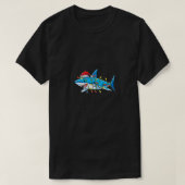 T-shirt Drôle Père Noël Jaws Shark lumières de Noël Joyeux (Design devant)