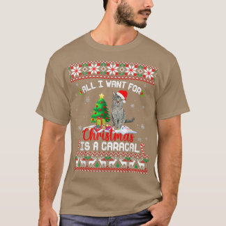 T-shirt Drôle Père Noël Je Veux Pour Noël Est Un Caracal