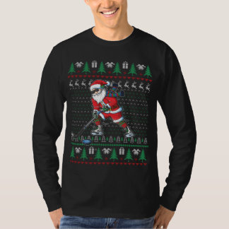 T-shirt Drôle Père Noël Joueur de hockey sur glace laide d