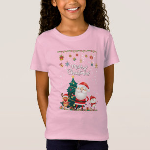 T-Shirt Drôle Père Noël, Snowman, Reindeer Joyeux Noël