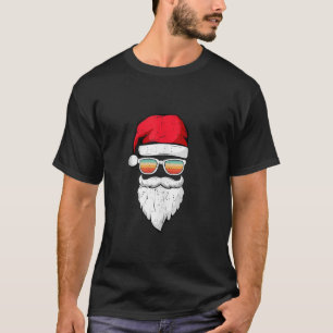 T-shirt Drôle Père Noël Visage Lunettes de soleil avec bar