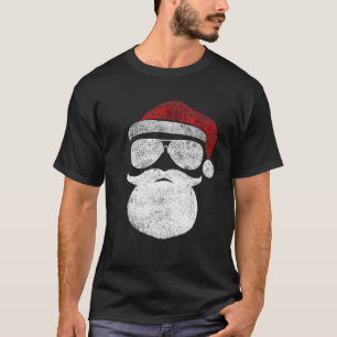T-shirt Drôle Père Noël Visage Lunettes de soleil avec bar