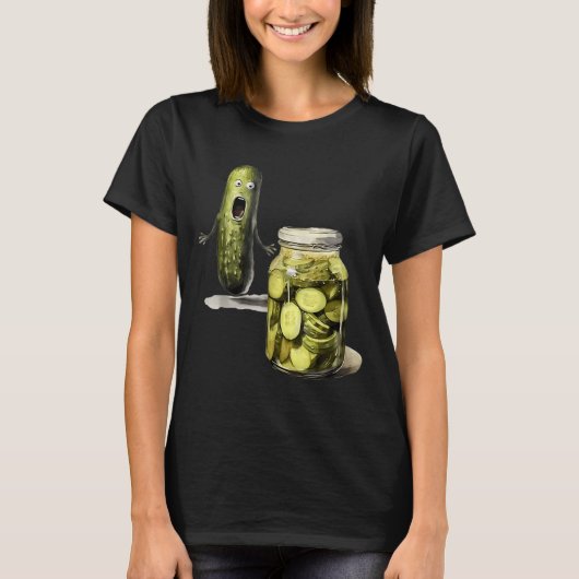 T-shirt Drôle Pickle Surprend Un Concombre Et Un Bocal De  (Devant)