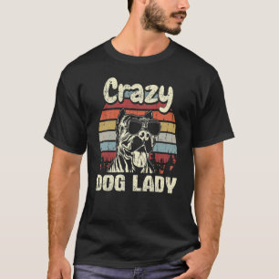 T-shirt Drôle Pit Bull Femme Chien Fou Vintage Fête des M
