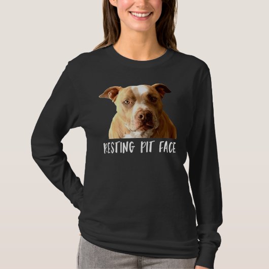 T-shirt Drôle Pitbull Chien Repose Tête (Devant)