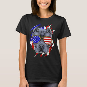 T-shirt Drôle Pitbull portant des lunettes de soleil à dra