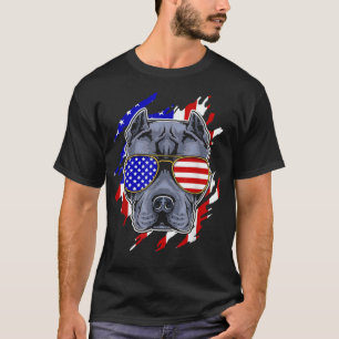 T-shirt Drôle Pitbull portant des lunettes de soleil à dra