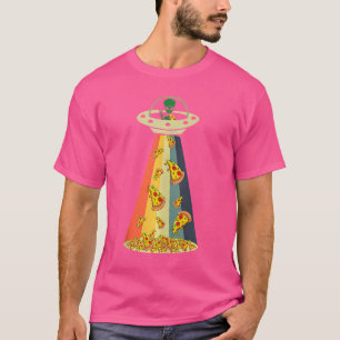 T-shirt Drôle Pizza Ufo Alien Manger Pizza A Ufo Extratert