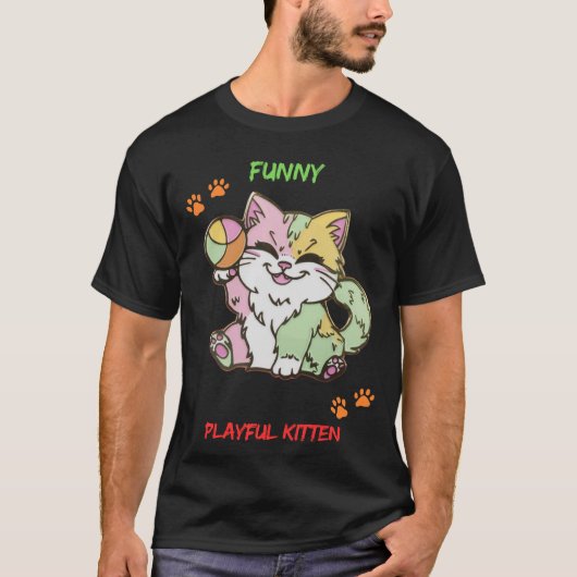 T-shirt Drôle PLayful Kitten (Devant)