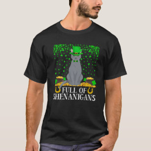 T-shirt Drôle Plein De Shenanigans Russe Bleu Chat St. Pat