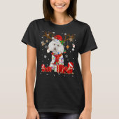 T-shirt Drôle Poodle Chien Reindeer Noël Light Chien Aimer (Devant)